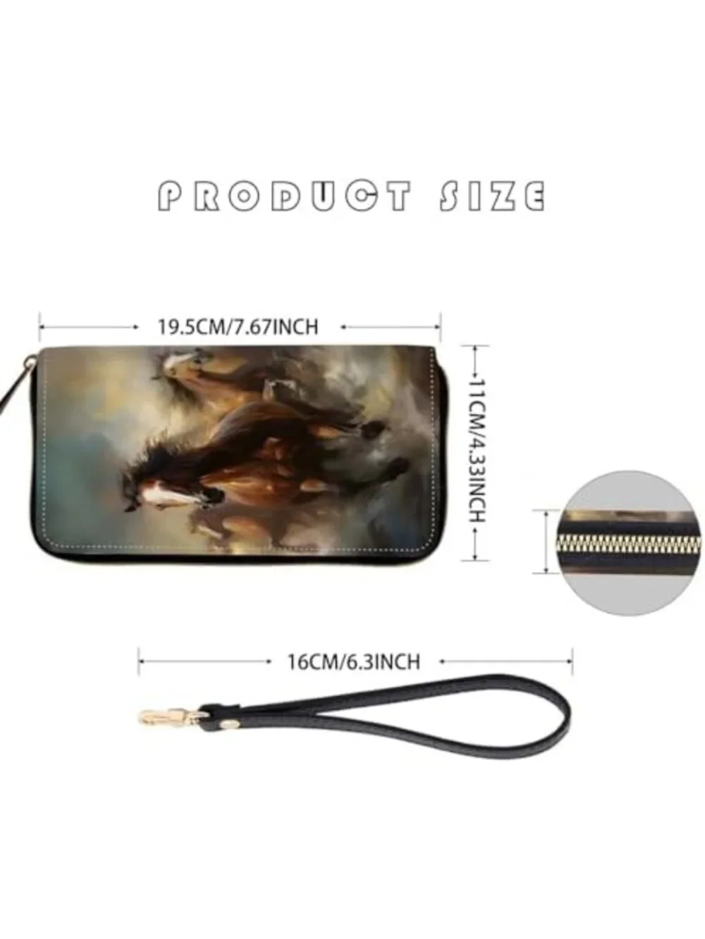 Stylish RFID Blocking Zip Around Wallet with Detachable Wrist Strap, Large